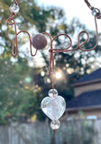 Heavy Gauge Copper "hope" Sun Catcher with Pink Sunstone Bead, Glass Beads and Lamp Work Heart Bead.  