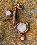 Rose Quartz and Jasper Pendant in Copper