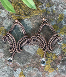 Hypoallergenic Wire Wrapped Copper Earrings with Crystal Drops