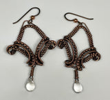 Hypoallergenic Wire Wrapped Copper Earrings with Crystal Drops