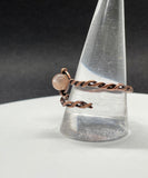 Adjustable Twisted Copper and Peach Sunstone Ring