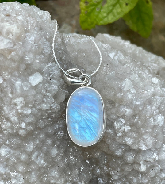 Rainbow Moonstone Necklace in Sterling Silver. – Monkeylion Designs