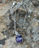 This Necklace features a Rough Amethyst set in Sterling Silver on an 18" Sterling Silver Chain.