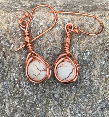 Howlite and Copper Earrings