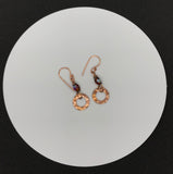 Hand-stamped copper washer and Czech glass bead earrings