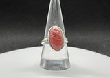 Beautiful Natural Pink Rhodochrosite Ring in Sterling Silver. Size 8. 