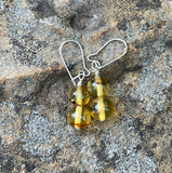 Dainty Lightweight Sterling Silver Earrings with Amber and Sterling Silver Kidney Ear Hooks.