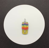 Yellow Tumbled Glass Pendant in Rainbow Hemp Cord and Aluminum