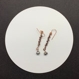 wirled Copper and Freshwater Pearl Earrings