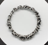 Heavy Gauge Antiqued Aluminum Swirls Bangle Bracelet
