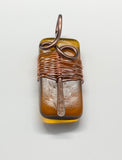 Tumbled Glass Pendant wrapped in Aluminum and Copper