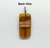 Tumbled Glass Pendant wrapped in Aluminum and Copper