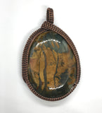 Beautiful Morrisonite Jasper Pendant wrapped in Copper