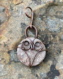 Petrified Wood Whimsical Owl Pendant in Copper. This one reminds me of a Snowy Owl. 