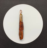 Tumbled Petrified Wood Pendant in Leather and Copper