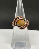 wire wrapped copper ring with jasper