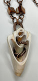 Seashell Slice Necklace in Wire Wrapped Copper with Shell Bead Accents on the chain. 