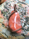 Tumbled Mexican Red Jasper Pendant Wrapped in Copper