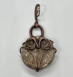 Petrified Wood Whimsical Owl Pendant in Copper. This one reminds me of a Snowy Owl. 