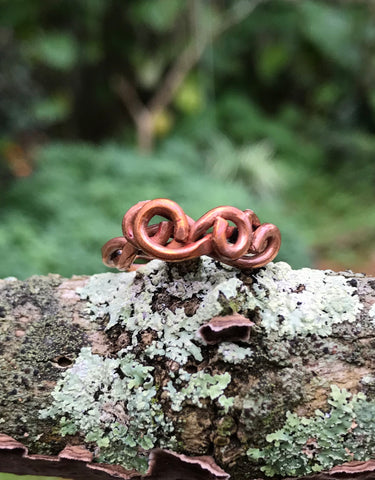 Copper Swirls Ring - size 8