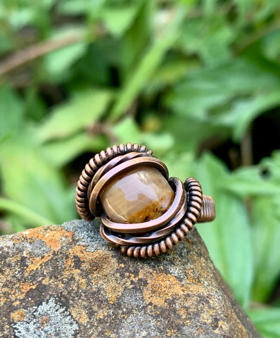 Buy Natural Pencil Crystal Stone Ring Copper Ring Gemstone Ring Wedding Ring  Stacking Ring Rings for Women Antique Ring Boho Rings Online in India - Etsy