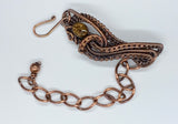 Bronzite and hand wrapped, woven and coiled wire adjustable bracelet