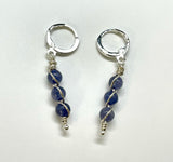 Sterling Silver and Iolite Earrings with Round Leverback Ear Wires. 