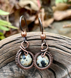 Hypoallergenic Dalmatian Stone and Copper Earrings