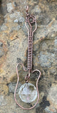 Copper Wire Wrapped Guitar Sun Catcher / Ornament with Glass Bead Dangle.