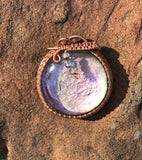 Unique Hand Painted Glass and Copper Pendant
