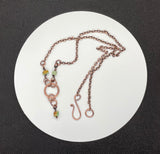 Copper Necklace with Turquoise Bead Accents. 