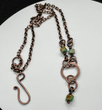 Copper Necklace with Turquoise Bead Accents. 