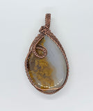 Tumbled Golden Moss Agate Pendant in Copper