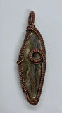 Tumbled and Polished Crazy Lace Agate Pendant in Copper