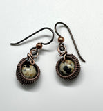 Hypoallergenic Dalmatian Stone and Copper Earrings