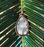 Ocean Jasper Teardrop Pendant wrapped in Copper