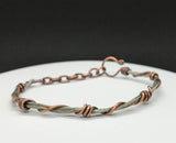 Steel and Copper Twisted Bracelet - adjustable