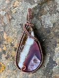 Pink and Purple Druzy Agate Pendant in Copper