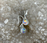 Shimmering, Iridescent Swarovski Crystal Sterling Silver Earrings.