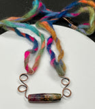 Colorful Dragons Vein Agate (dyed) Necklace in Copper with multi-colored cord.