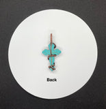 Turquoise Howlite (dyed) Cross Pendant in Wire Wrapped Copper.  