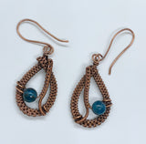 Wire wrapped Copper and Apatite Earrings
