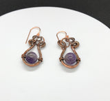 Hammered Copper and Amethyst Earrings