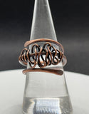 Heavy Gauge Hammered Copper Ring with Copper Weave Accent. 