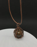 Bronzite Sphere Copper Necklace with leather cord