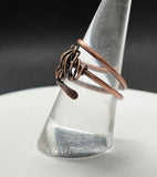 Heavy Gauge Hammered Copper Ring with Copper Weave Accent. 