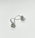 Shimmering, Iridescent Swarovski Crystal Sterling Silver Earrings.