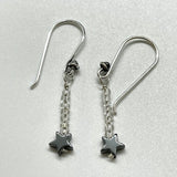 Sterling Silver Earrings with clear glass beads and Hematite Stars. 