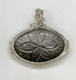 Carved Silver Sheen Obsidian Pendant in Argentium Silver