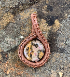 Tiny Leopard Skin Jasper in Copper Pendant